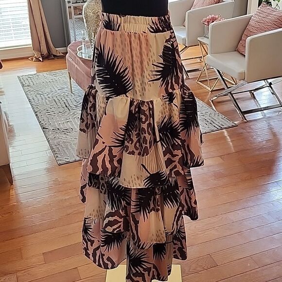 Mauve printed skirt sz m/ l - Picture 5 of 7